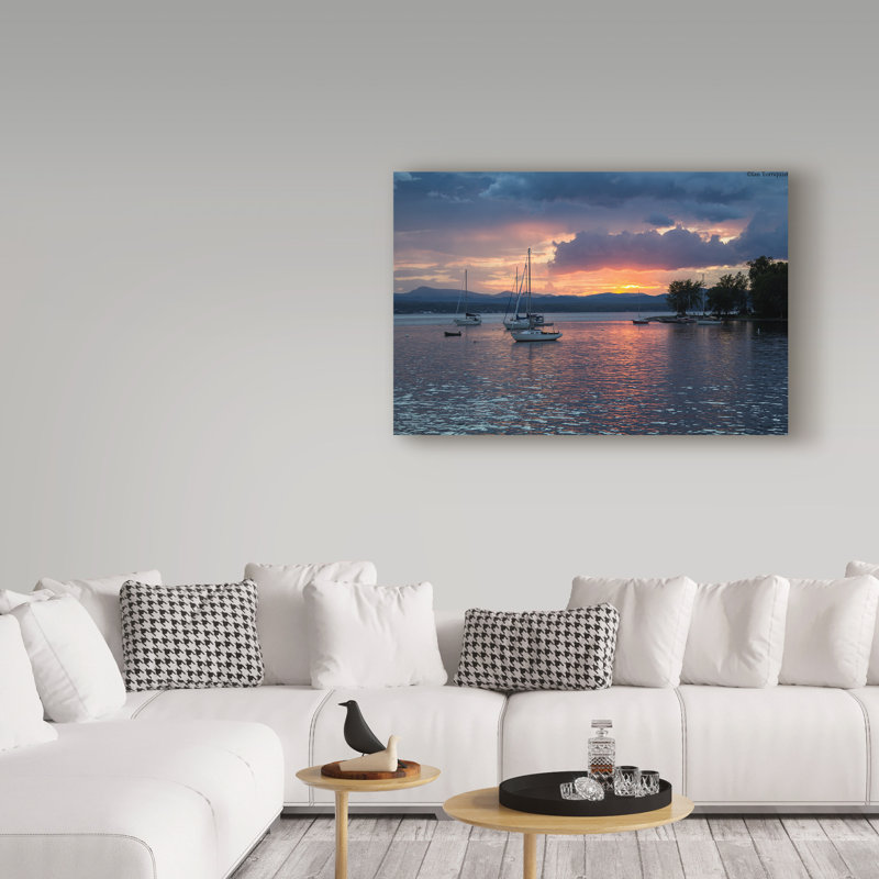 Soghomon «Dusk on Lake Champlain», reproduction de photo sur toile tendue, H 12 po x l 19 po x P 2 po