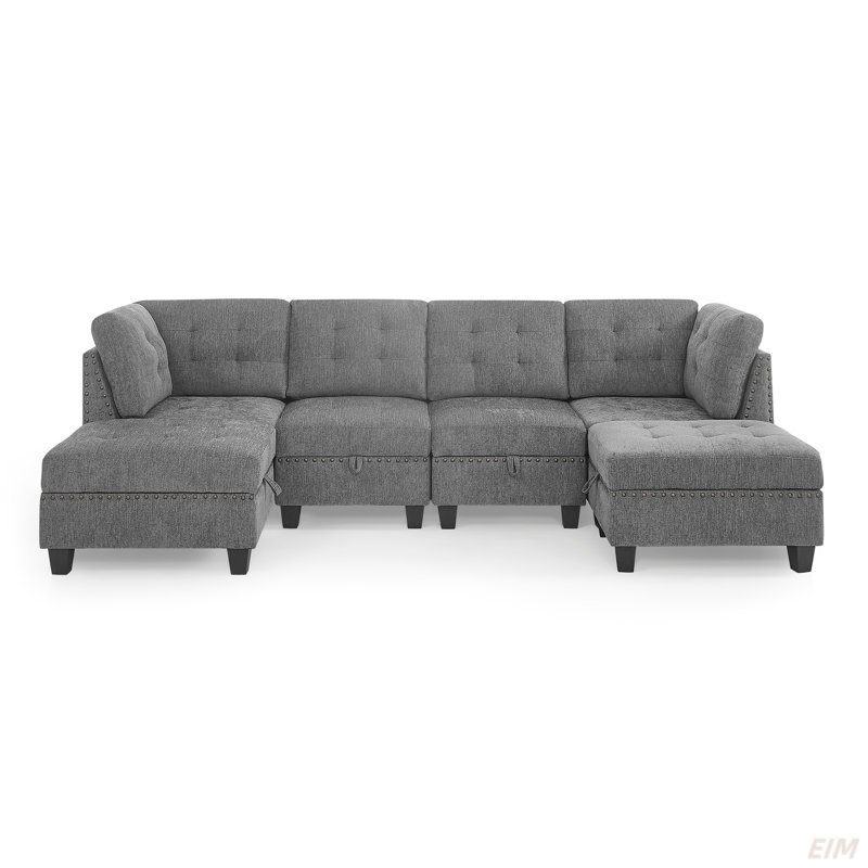 U Shape Modular Sectional Sofa,DIY Combination,Includes Two Single Chair ,Two Corner And Two Ottoman (Sectional)