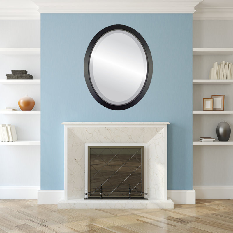 Miroir décoratif biseauté Gatica, H 18 po x l 14 po, Noir mat