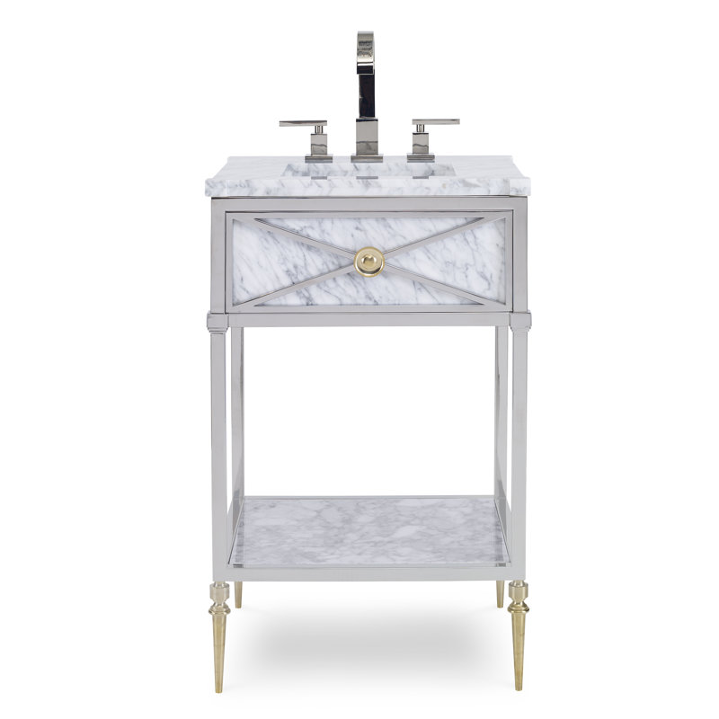 Petite Marble and Stainless Steel Single Bathroom Vanity