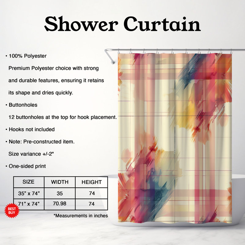 Check Paint - Premium Shower Curtain, 74"H x 71"W