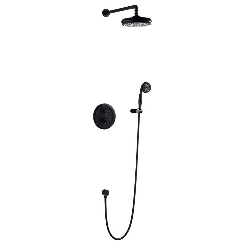 Robinet de douche avec valve brute, Noir mat