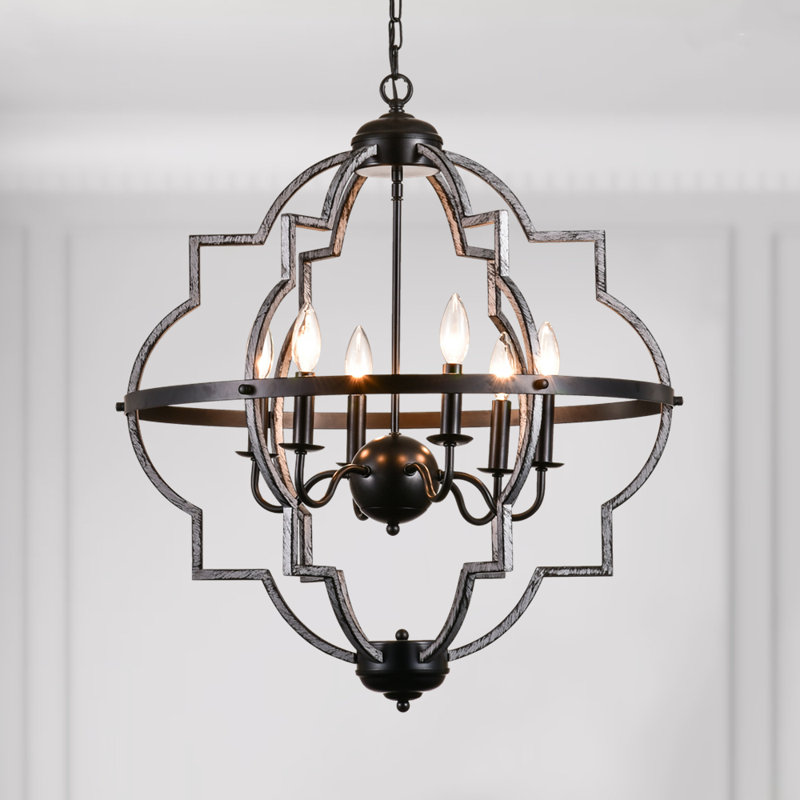 Rarick 6 - Light Dimmable Geometric Chandelier, Black/Silver