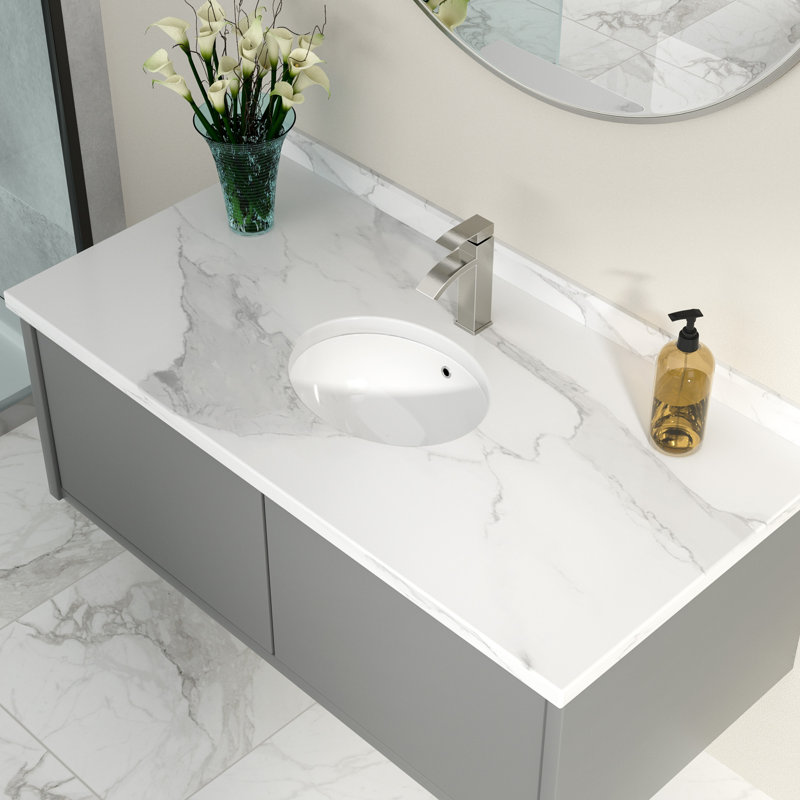 Lavabo de salle de bain encastrable ovale en céramique blanche avec trop-plein 16,5 "x l 13,4"