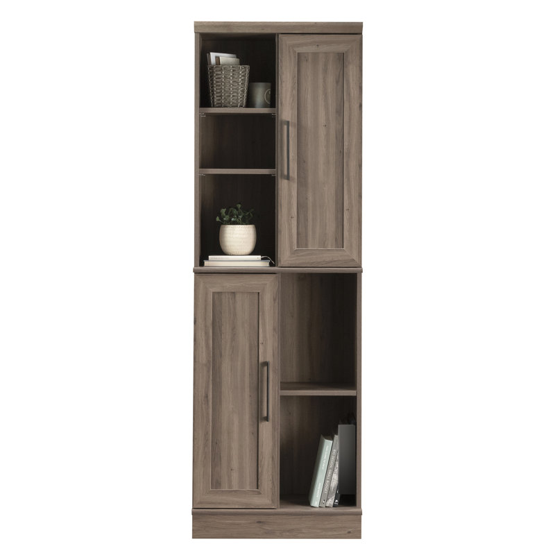 Solution de rangement brun gris, salle de bain, cuisine, bureau, buanderie, tablettes réglables, portes repositionnables, base, dimensions compactes, assemblage rapide, armoire polyvalente en gris, adaptée à plusieurs