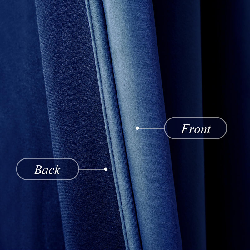 Ensemble de rideaux en velours 2 panneaux Dessy, Bleu marine, L 52 po x L 108 po