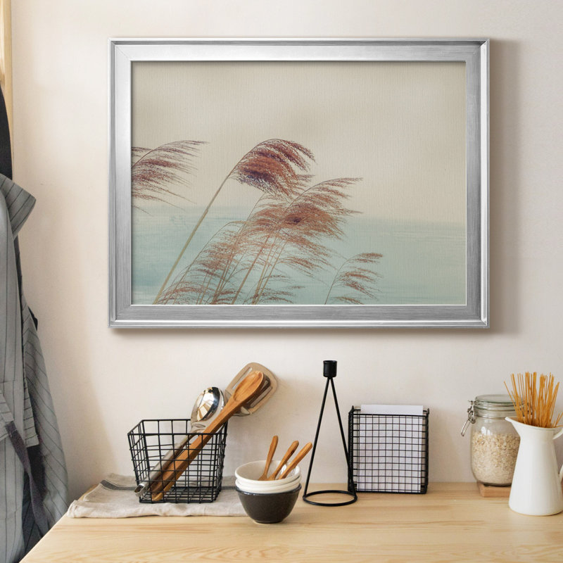 Windy I - Matted and Framed Under Acrylic Glass, Large Living Room Wall Art, 22.5" H x 30.5" W x 1.5" D, Silver Framed Canvas