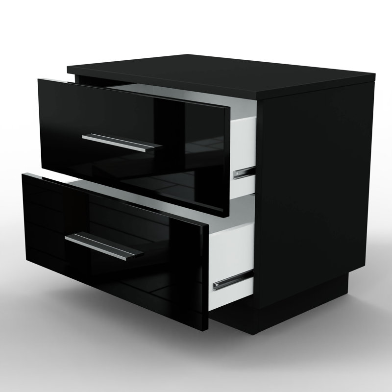 Varonique 55cm W Plywood / Laminate Board Bedside Table, Black