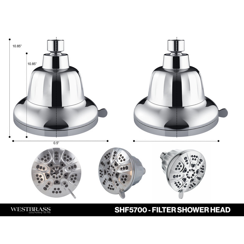 Tête de douche à jet réglable 5 fonctions 5 po avec bras de douche 8 po, Noir mat