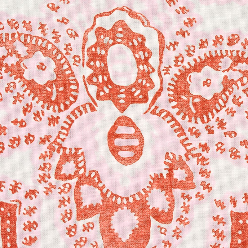 Tissu imprimé à la main médaillon Amalia, Rose
