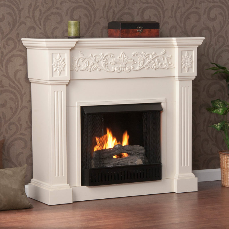 Norcott 44.5'' W Electric Fireplace, Creamy Brushed Ivory