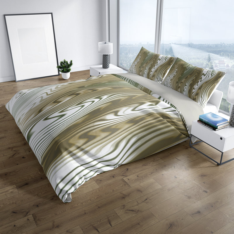 Ensemble de housse de couette ondulé, Housse de couette simple + 1 taie décorative, Brun foncé