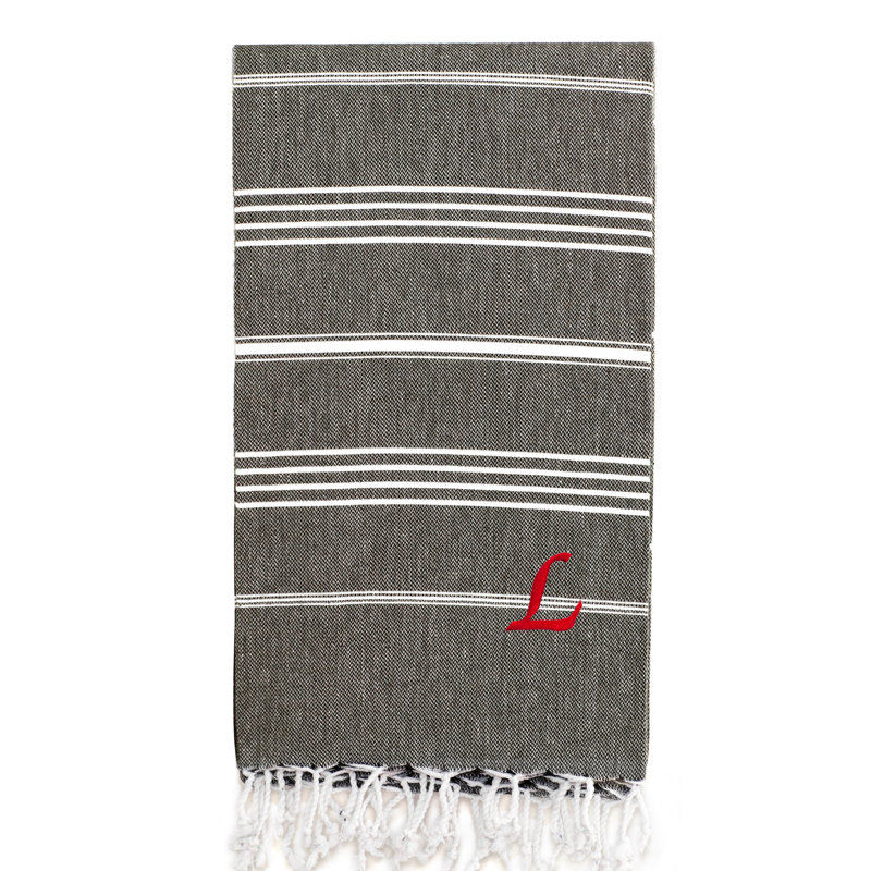 Serviette de plage 100% coton Pestemal Lucky, Gris foncé / Blanc, L