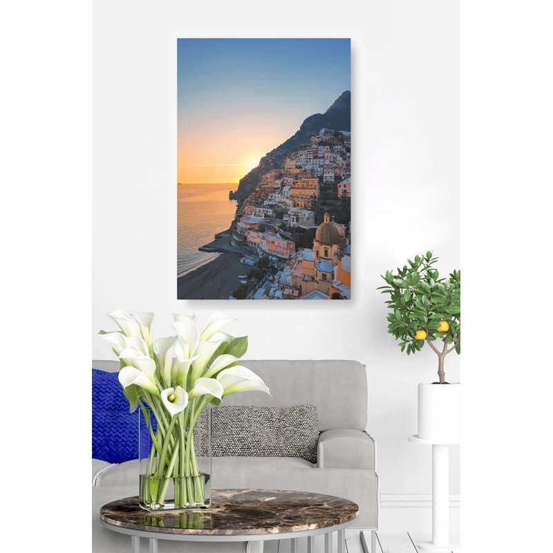 " Coastal Town, Mediterranean Coast, Sunset, Solerno Italy ", 24" H x 36" W x 1.5" D