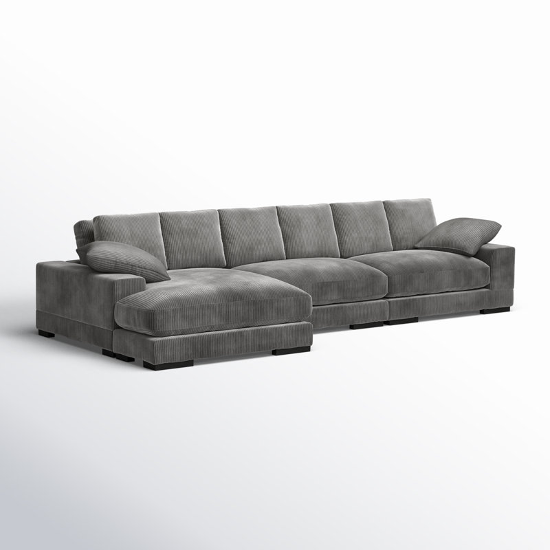 Plunge Large Sectional, Gray Corduroy