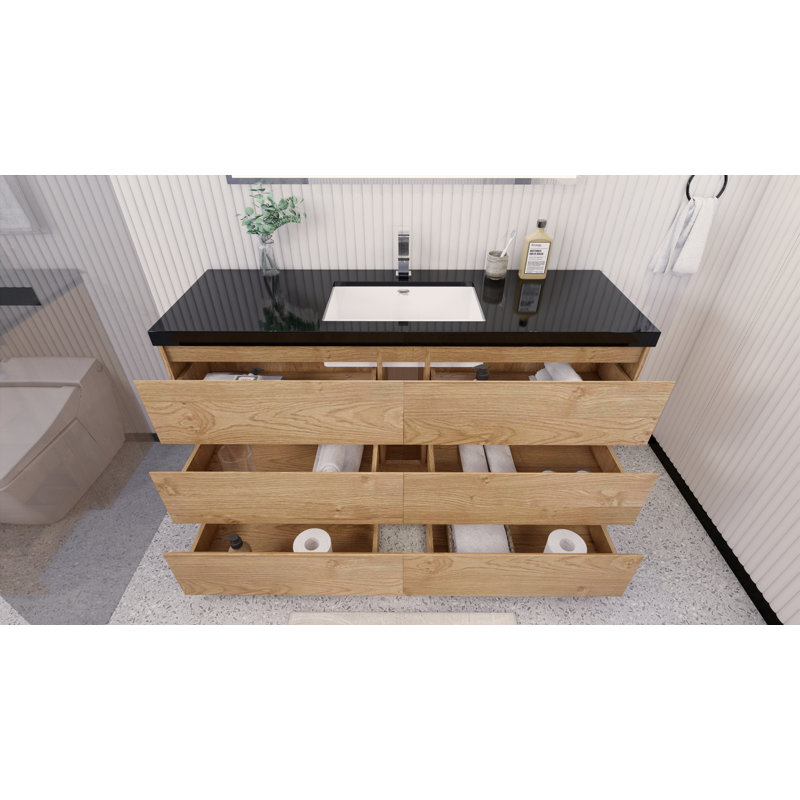Ensemble de meuble-lavabo simple 59,5 po Santrice Royal, Chêne de la Nouvelle-Angleterre