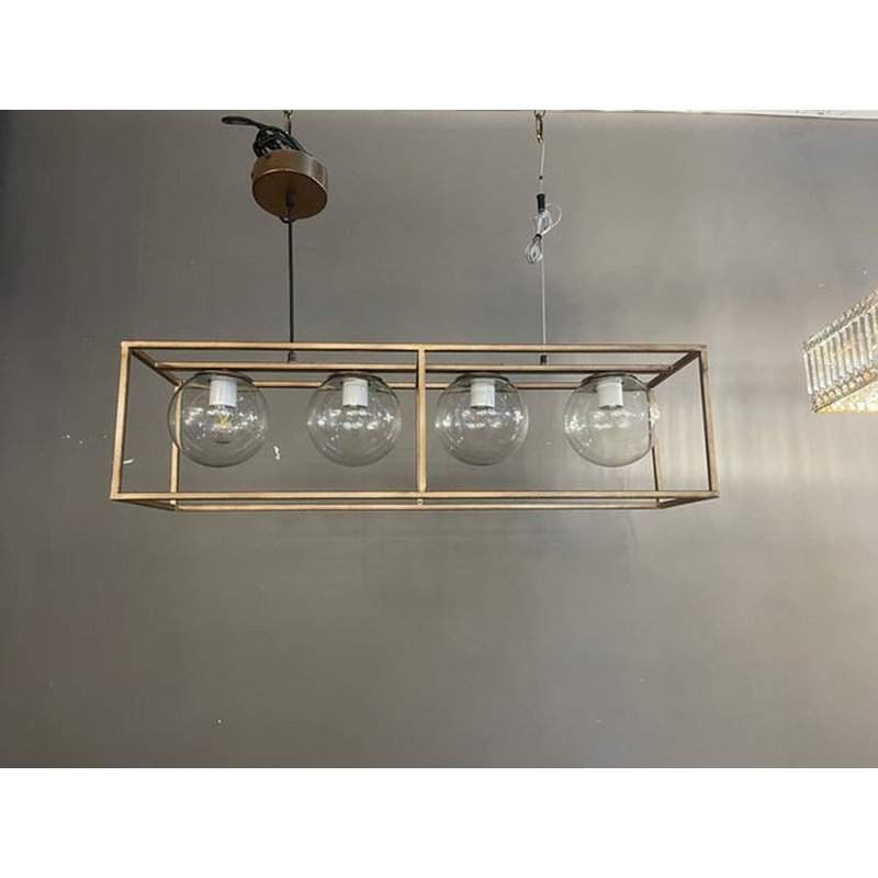 Lustre carré / rectangulaire à îlot de cuisine à intensité variable Lurlee, Or antique, H 48 po x l 15 po x P 15 po