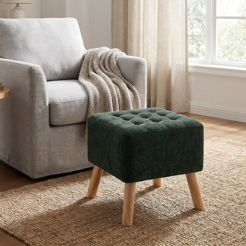 Solid Wood Accent Stool, Green