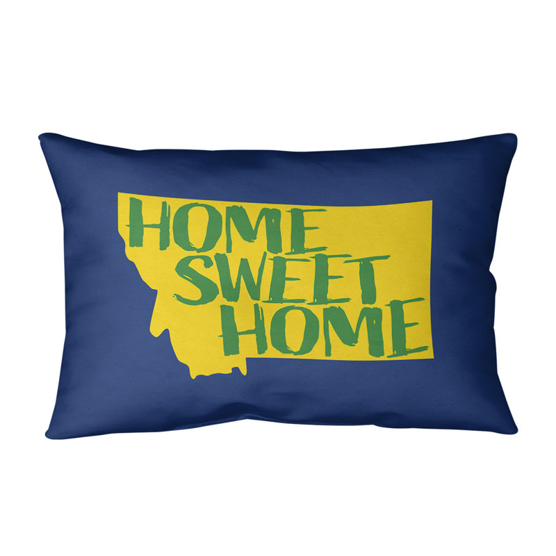 Home Sweet Indoor/Outdoor Lumbar Pillow, Navy/Green/Yellow, Montana