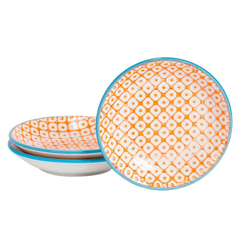 Nicola Spring - Hand-Printed Sauce Dishes - Orange - Set of 3