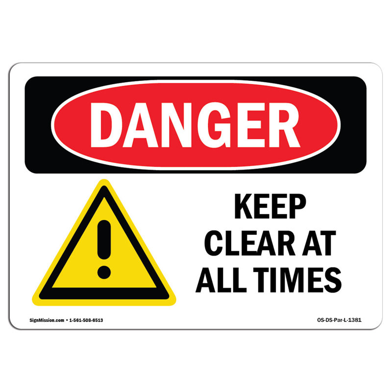 Danger Sign, 12" H x 18" W x 0.1" D