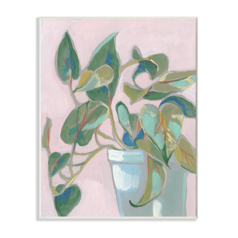 «Pots Plant Green Pink», reproduction d'art, H 10 po x l 15 po x P 0,5 po, Plaque murale