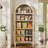 72" H x 31" W Farmhouse Arched Bookcase Wood Storage Display Cabinet With Glass Door & Adjustable Shelves-1669744278