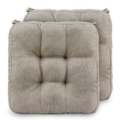 Chair Cushions Set of 2, Olefin Thickened 3.5" Kitchen Chair Pads with Ties & Non-Slip Backing, 16.5" x 16.5"