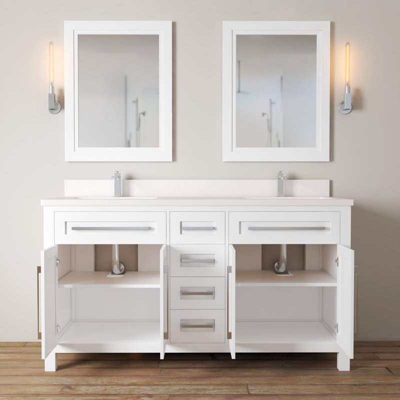 Ensemble de meuble-lavabo double 63 po Talida, Blanc, Blanc