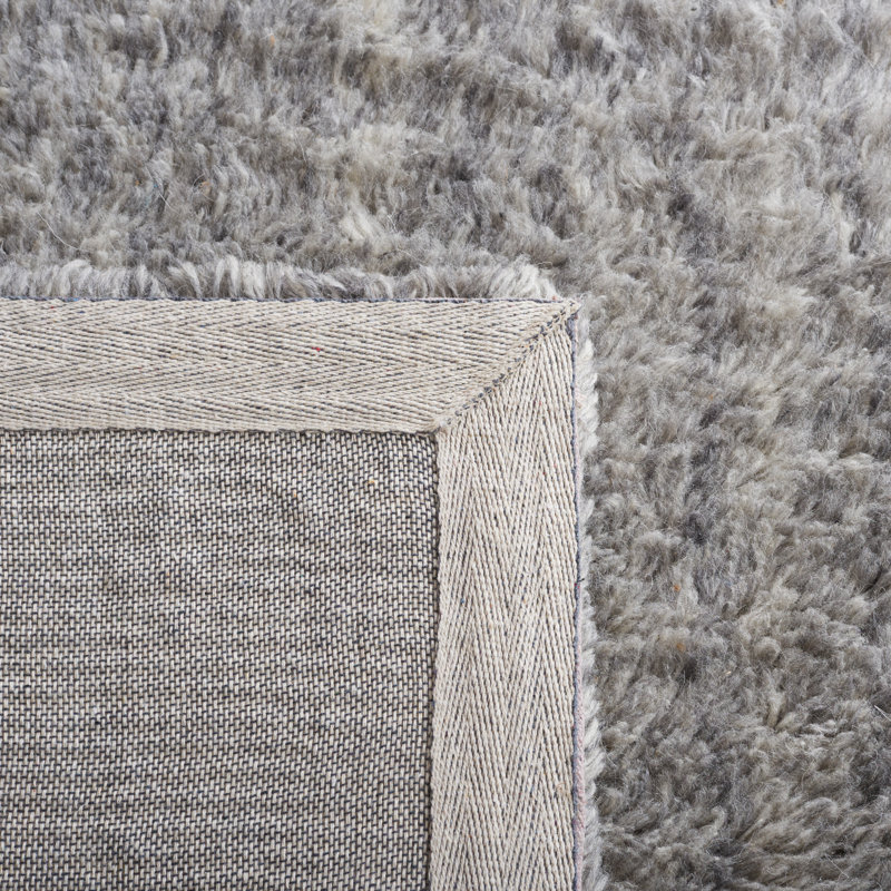 Tapis de couleur unie en laine et coton touffeté à la main Élizzie, Carré 6 pi