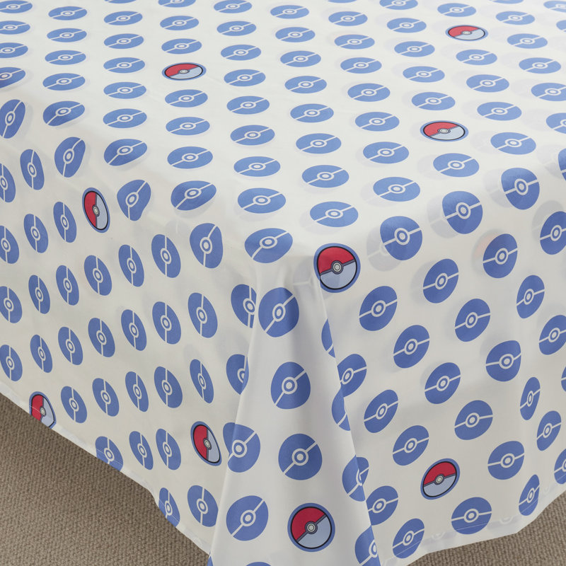 Ensemble de draps en microfibre Pokemon Kids, Ensemble de draps pour lit simple avec 1 taie d'or