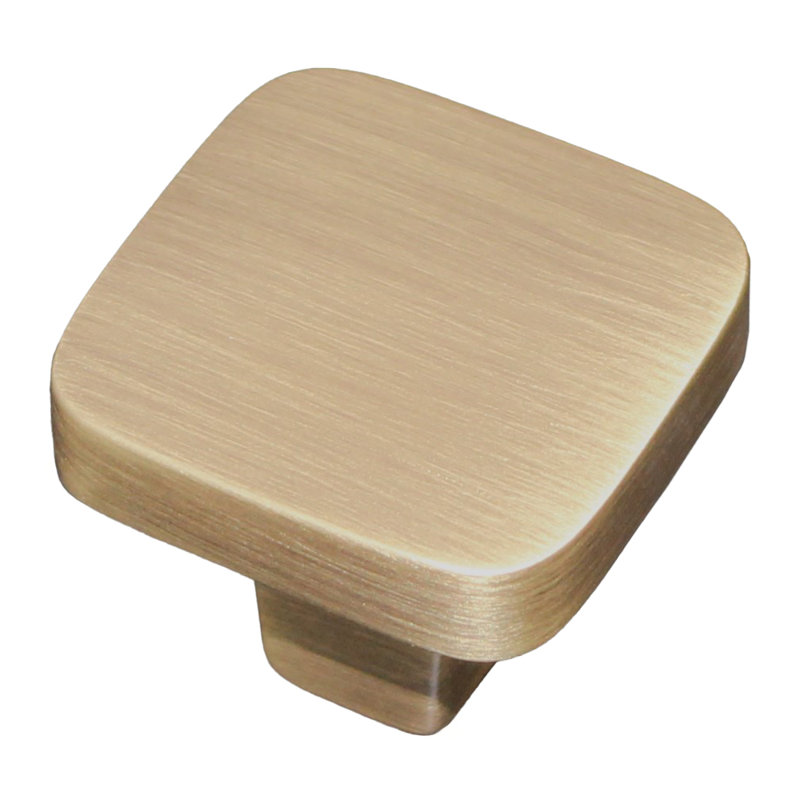 Venice Square Knob, Brushed Antique Brass
