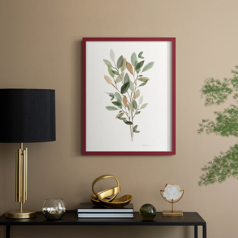 «Leafy Botanical II», reproduction encadrée - bois massif, H 21 po x l 17 po, Rouge