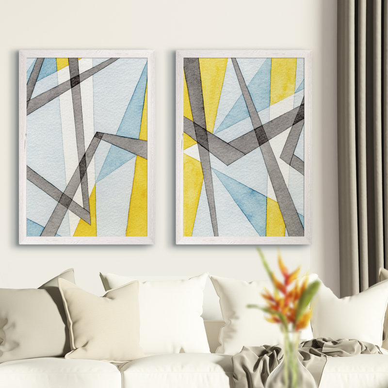 «Converging Angles I» par Vincent Van Gogh - Ensemble de 2 reproductions de cadres photo sur toile, Toile blanche encadrée