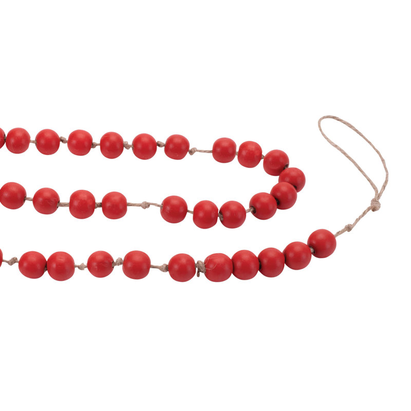 Guirlande de perles en bois (ensemble de 2), L 5 pi 2 po, Rouge / Beige