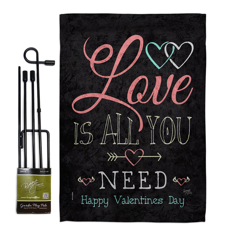 Double Sided 18.5'' H x 13'' W Polyester Valentine's Day Flag Set