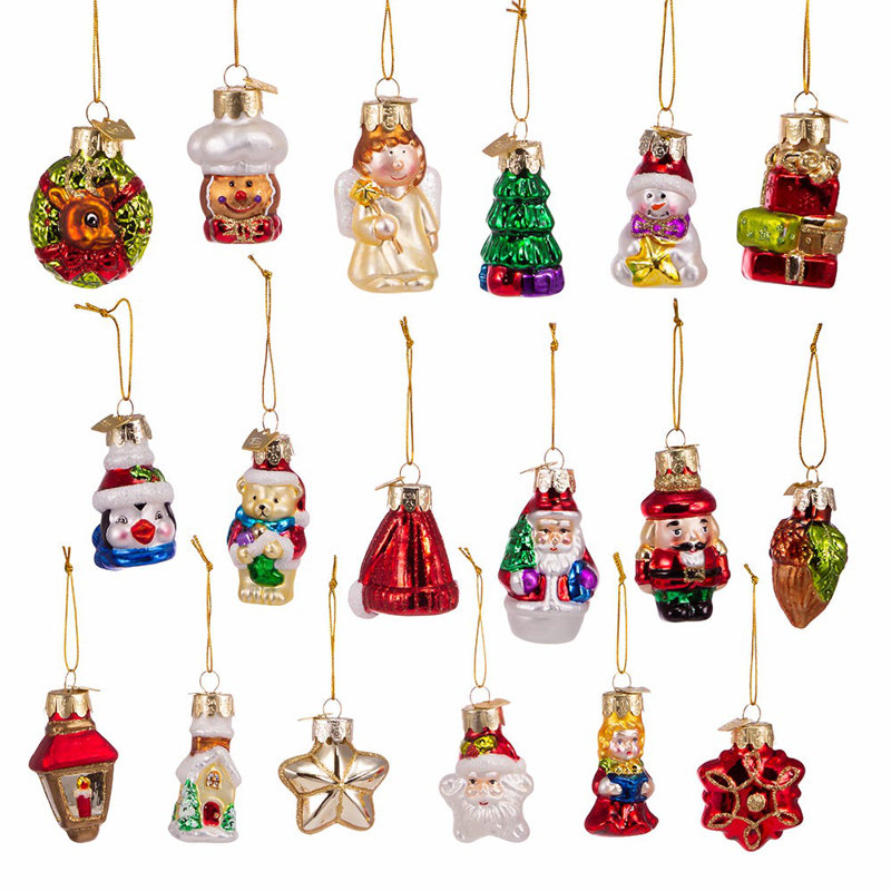 2'' Glass Christmas Hanging Figurine Ornament