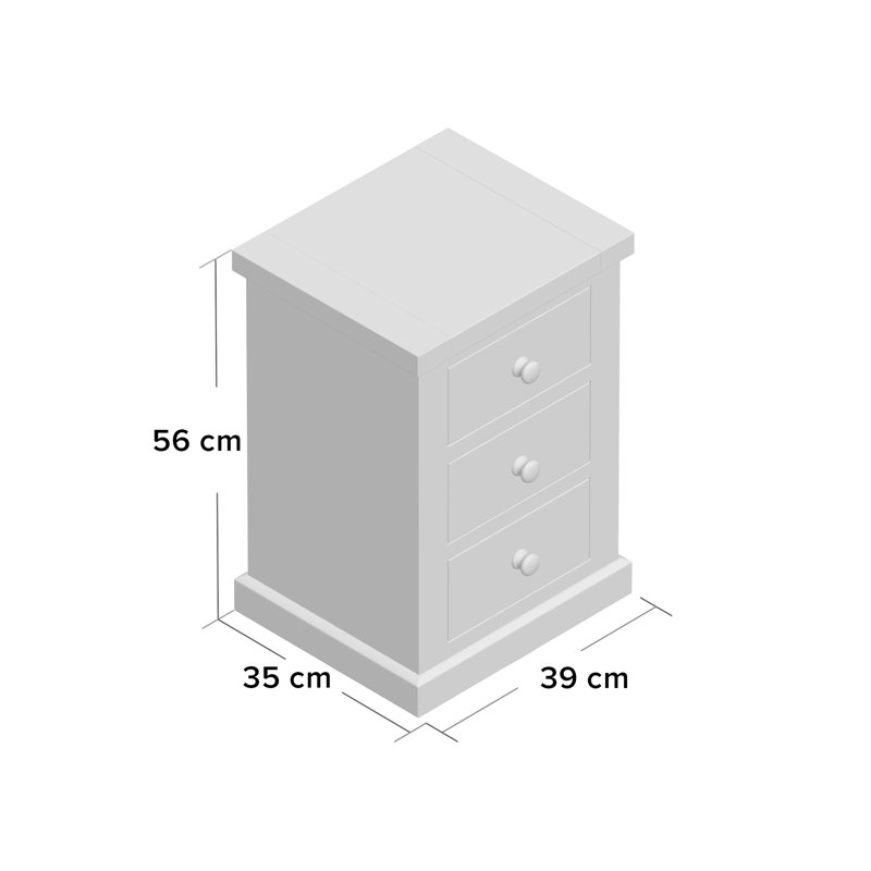 Chunky 39cm W Solid Wood Bedside Table