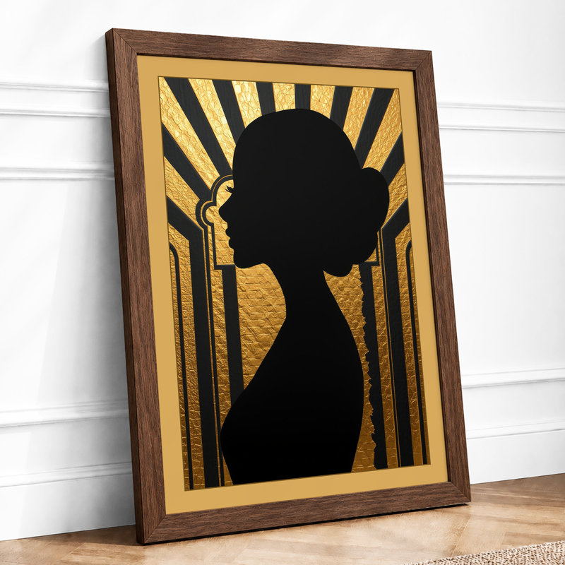 Golden Profile Art Deco - Framed Print, A1 - 84.1 x 59.4 cm, Walnut
