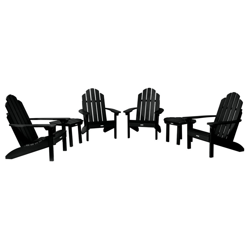 Chaise Adirondack en plastique avec table Anette, Noir