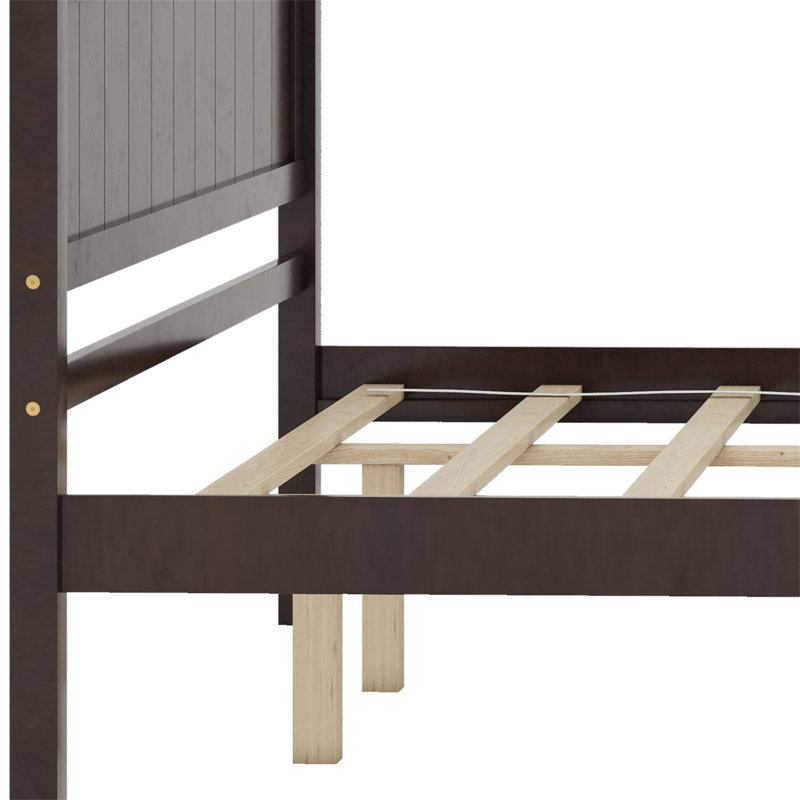Lit plateforme en bois massif Shauna, Espresso, Grand