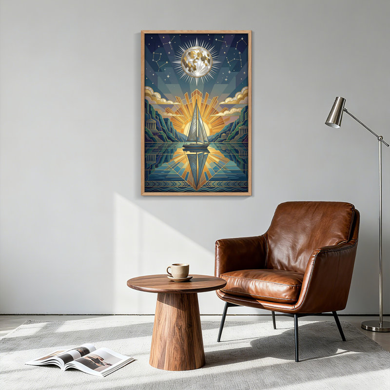 Ensemble de 1 tableau sur toile Art déco, H 36 po x l 24 po, Naturel