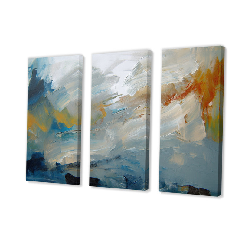 «Comforting Blue Nova Awesome Abstract», 3 pièces, H 28 po x l 36 po x P 1 po