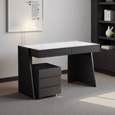 Rock slab countertop double-drawer writing desk