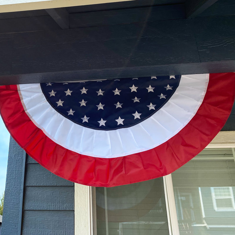 Patriotic Red, White, and Blue Polyester Triangular Pennant