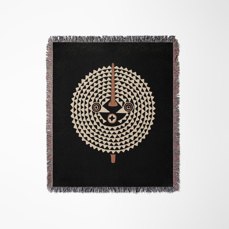 Couverture 100% coton Mossi, Noir / Beige, L 60 po x l 50 po
