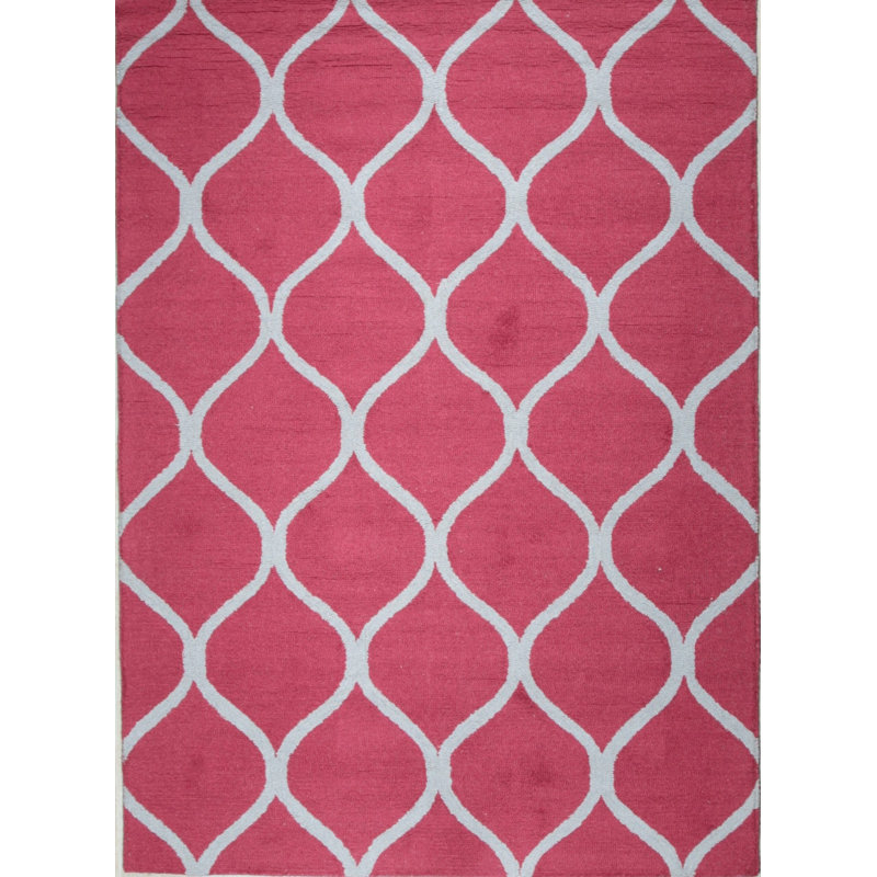 Hand Tufted Wool Area Rug in Pink