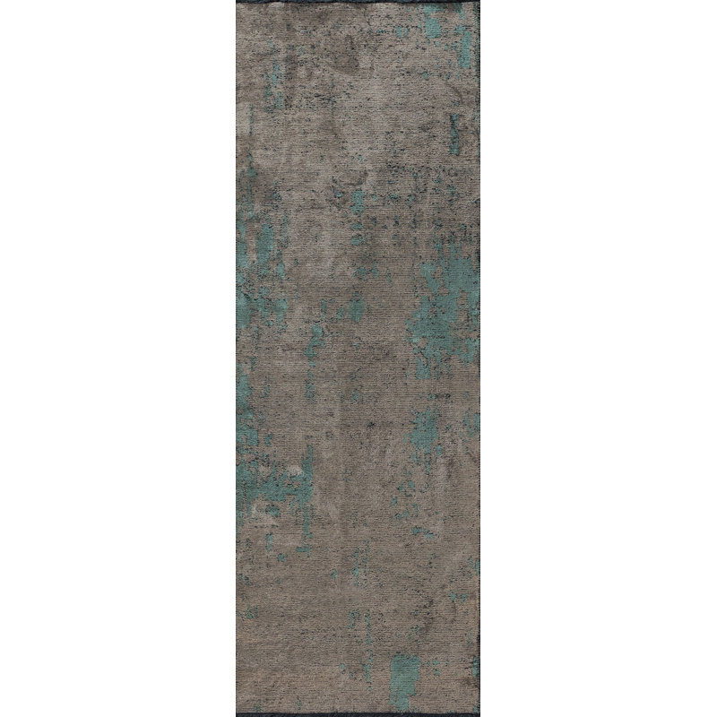 Tapis gris / turquoise Rapture, Rectangle 7 pi 10 po x 9 pi 10 po