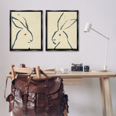 «Minimalist Rabbit Line», ensemble de 2 toiles flottantes encadrées par June Erica Vess