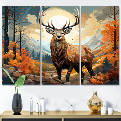 Deer Abstracted Forest Animals Wall Decor on Metal